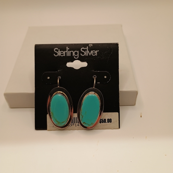 TCI Jewelry - Turquoise and Silver Oval Earrings
